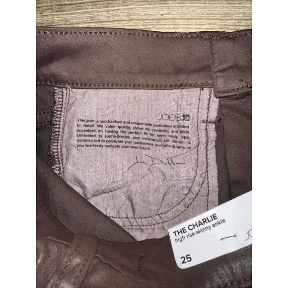 Joe's Jeans THE CHARLIE High Rise Skinny Ankle Coated Jeans in Plum - 25. 16 - Picture 7 of 12